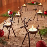 2pcs Christmas Brown Reindeer Candle Holders