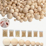 500pcs Handmade Natural Wooden Beads, 10-25mm Size Options