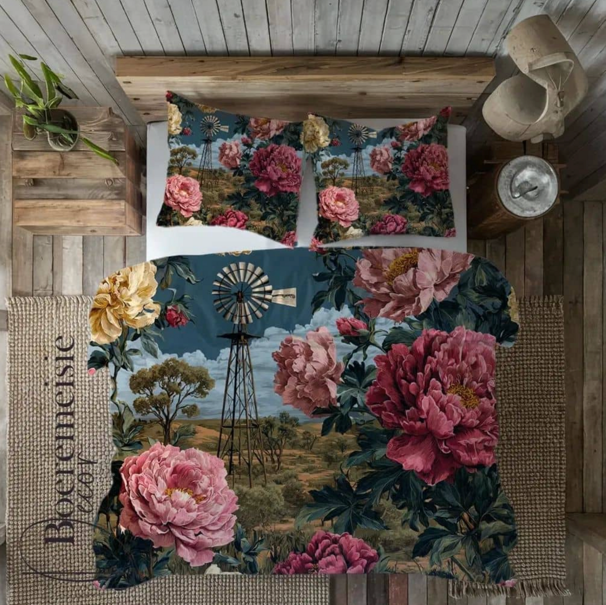 Windmill and Roses
