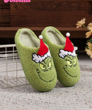 Joivida Green Furry Monster Cartoon Character Couple Slippers