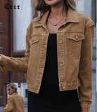 New Elegant Casual Versatile Loose Fit Washed Long Sleeve Jacket