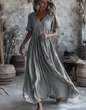 Women'S Elegant V-Neck Maxi Dress