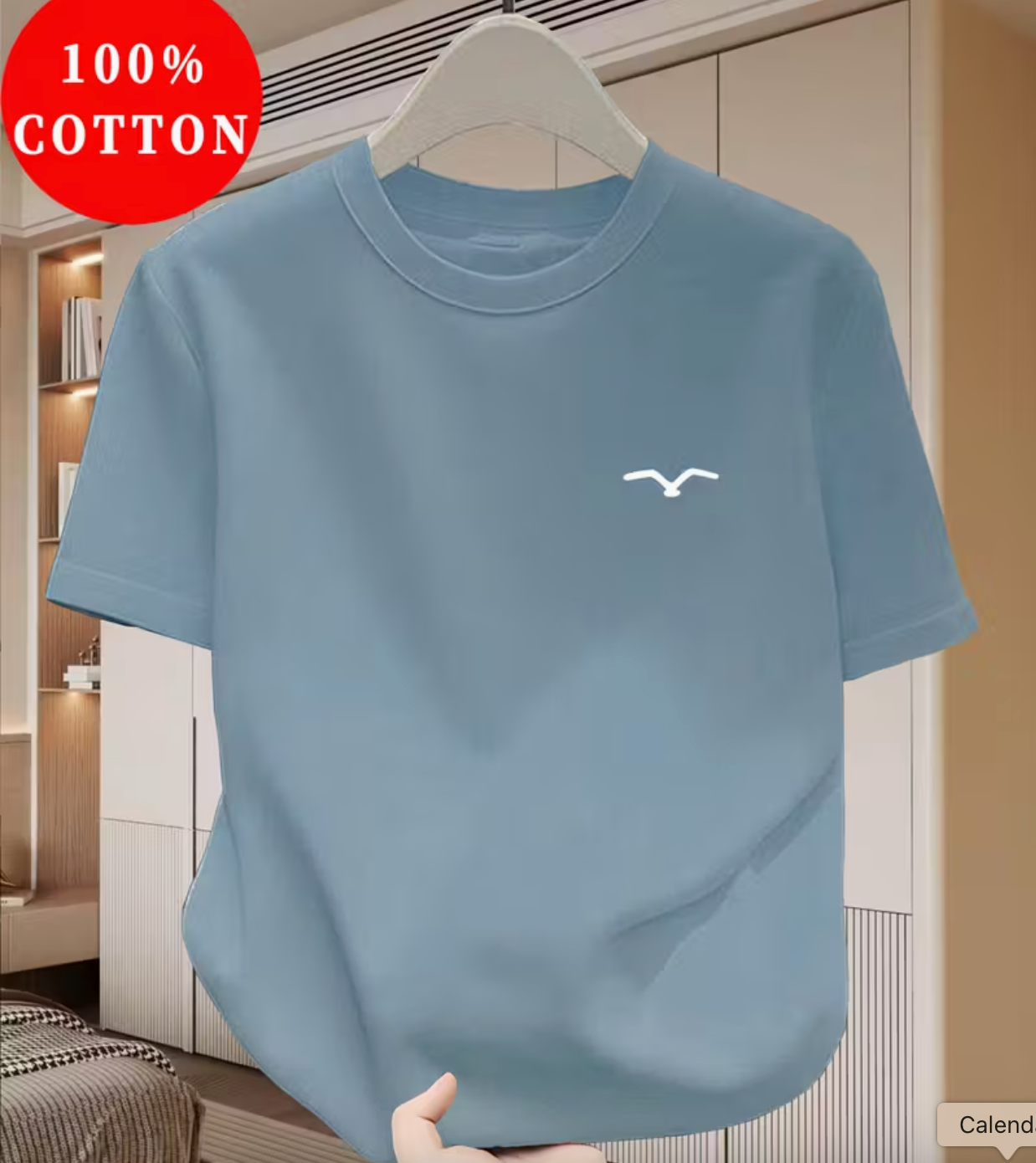 Men's 100% Cotton T-Shirt  Tee with Minimalist Chest Letter Print