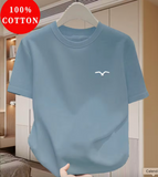 Men's 100% Cotton T-Shirt  Tee with Minimalist Chest Letter Print