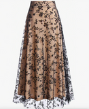 EARO Women's Elegant Commuter Flocked Mesh Skirt