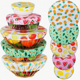 5 Pieces Reusable Bowl Covers In 5 Size, Stretch Cloth Fabric Dish Cover