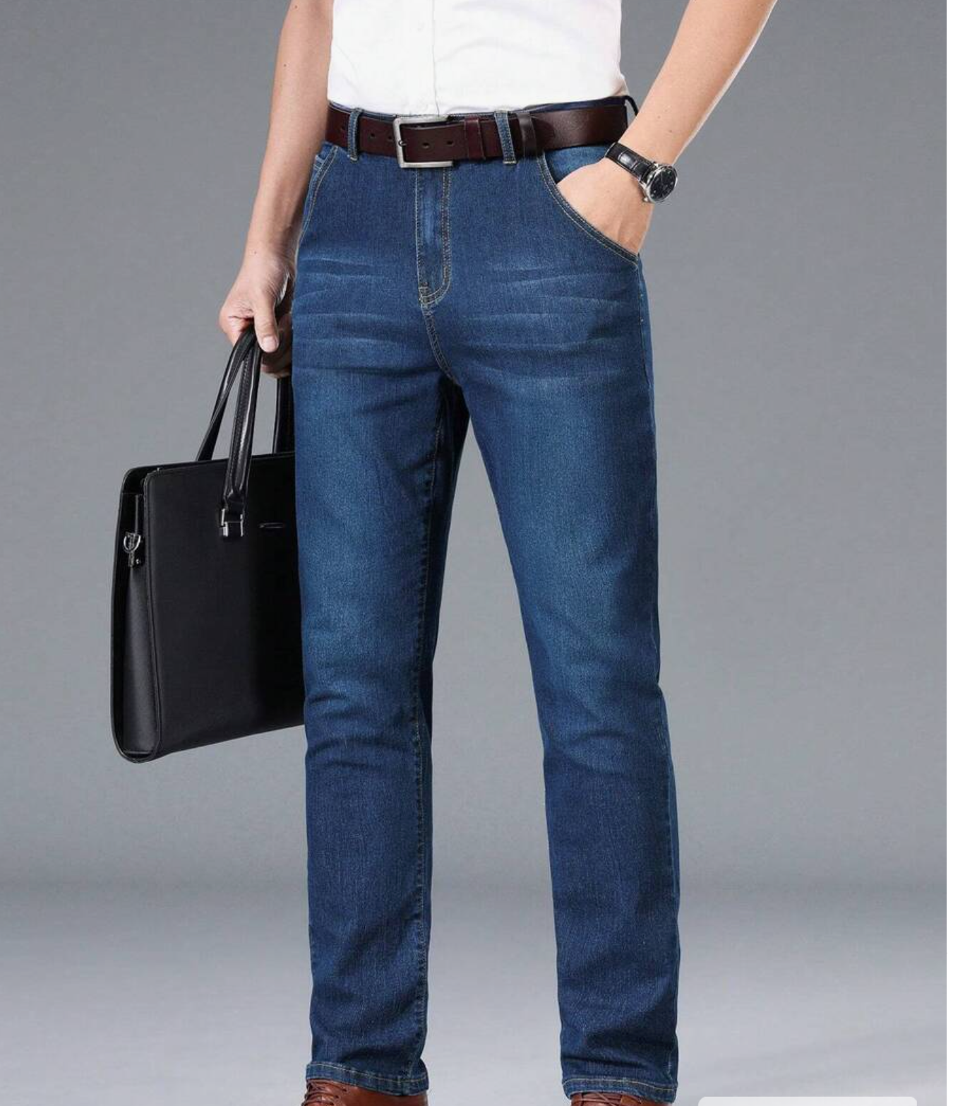 Manfinity Mode Men Slant Pocket Straight Leg Jeans