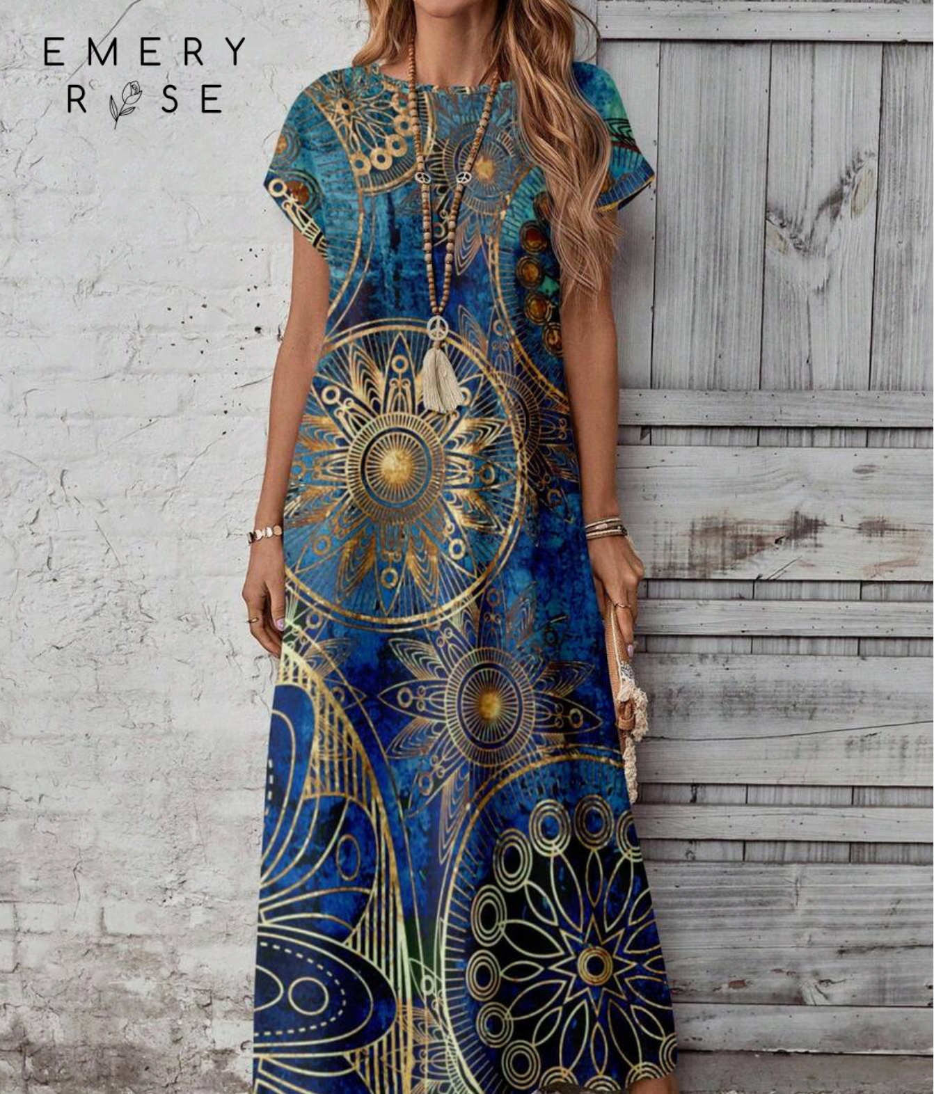 EMERY ROSE Women's Casual Retro Pattern Spring/Summer Dress