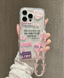 Bowknot Letter Patchwork Anti-Drop Phone Case With 1pc Phone Lanyard