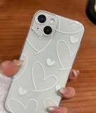 Transparent & Colorful Heart Perforated Soft Phone Case