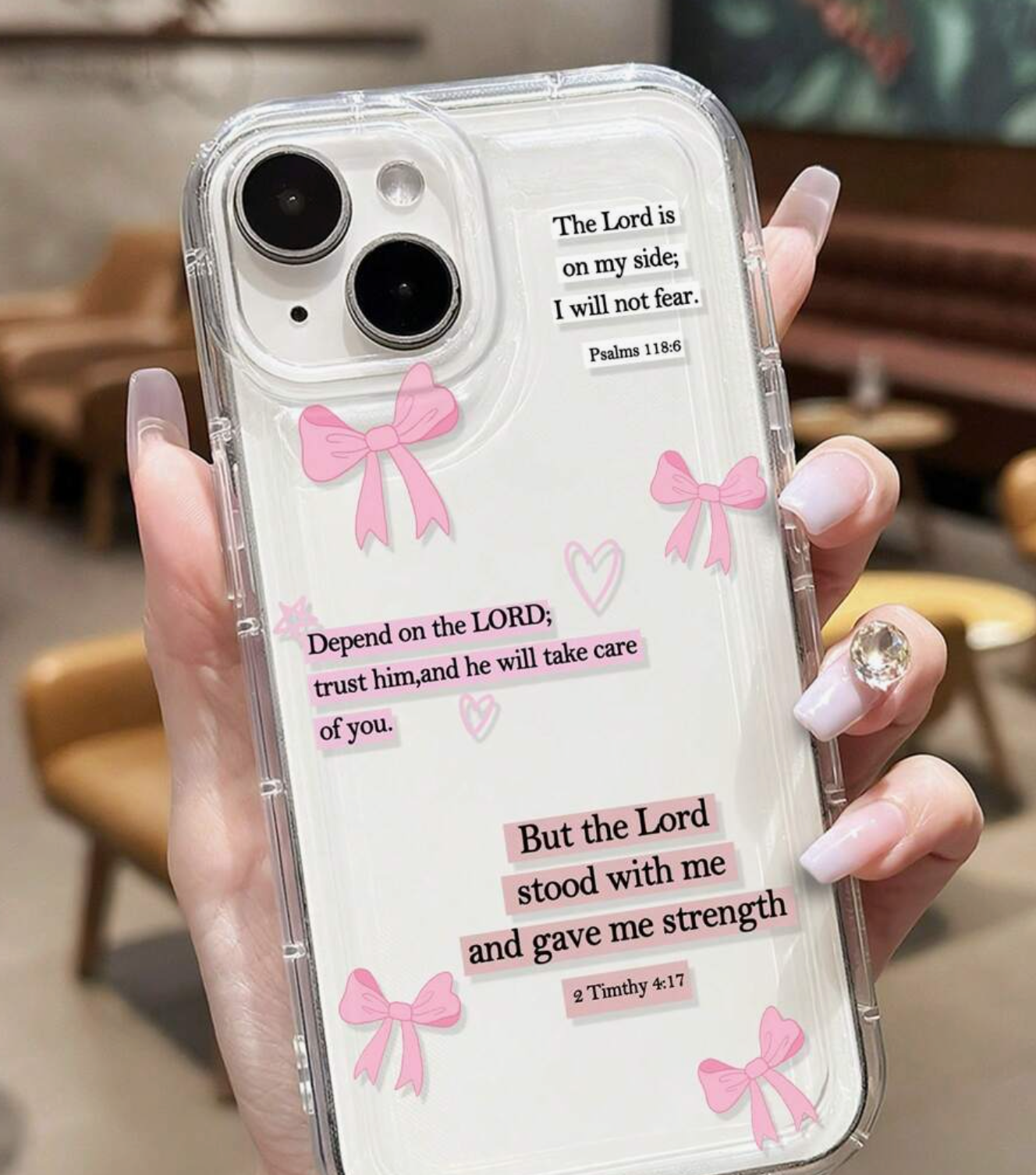 1pc Minimalist Slogan Pink Bow Design Non-Slip Airbag Phone Case