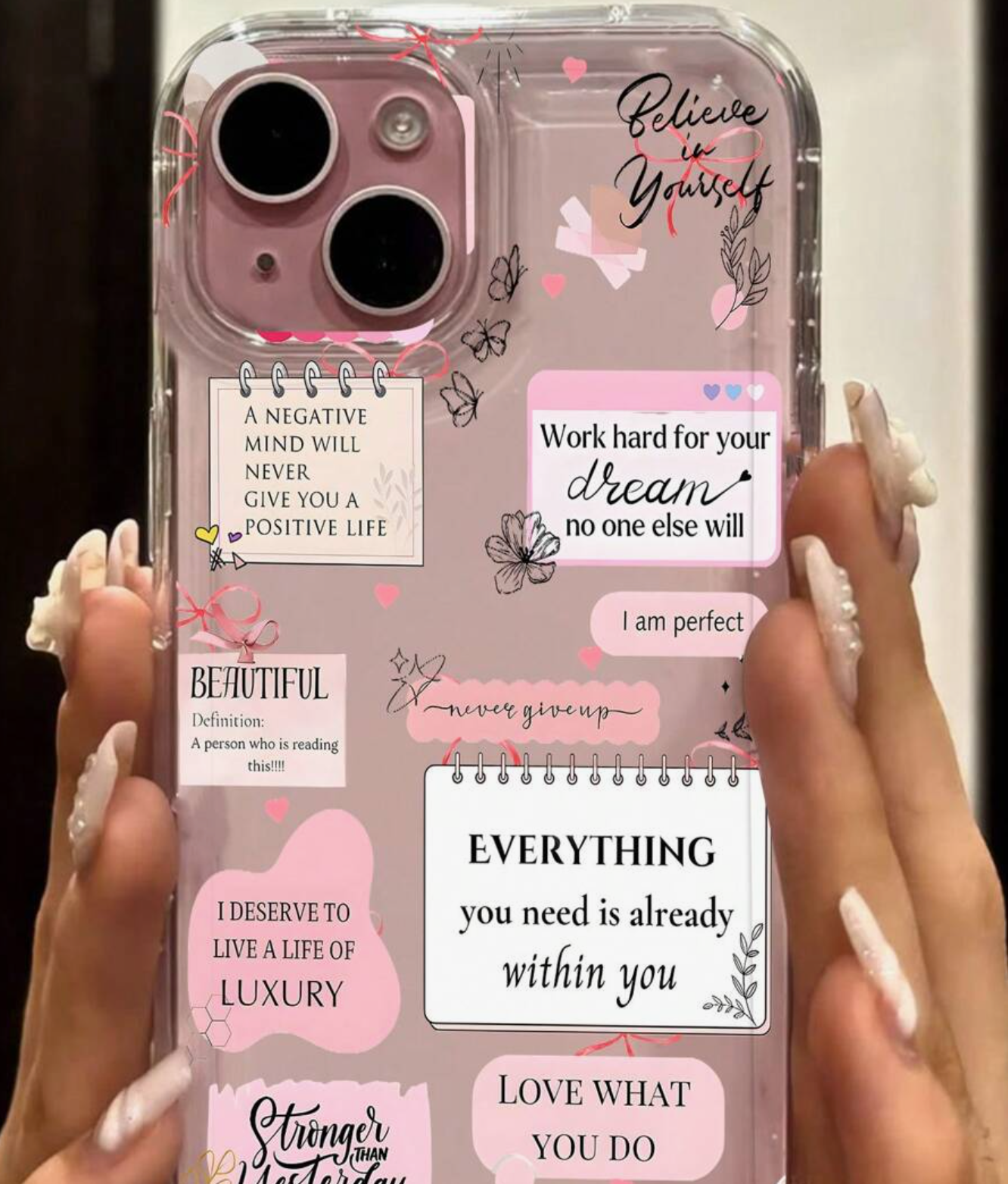 A Protective Case Featuring Various Sticky Note And Notebook Patterns