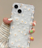1pc Simple White Daisy Flower Pattern Transparent Air Cushion Phone Case