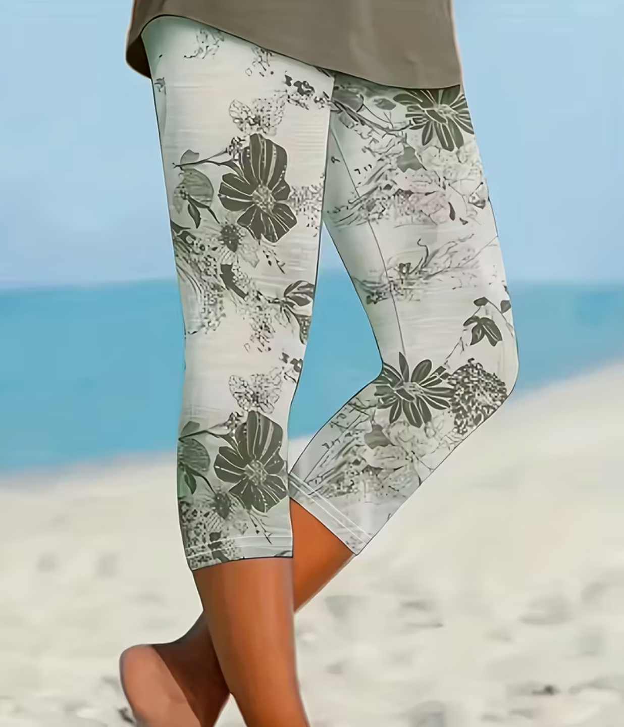 Women's Retro Floral Print Capri Leggings
