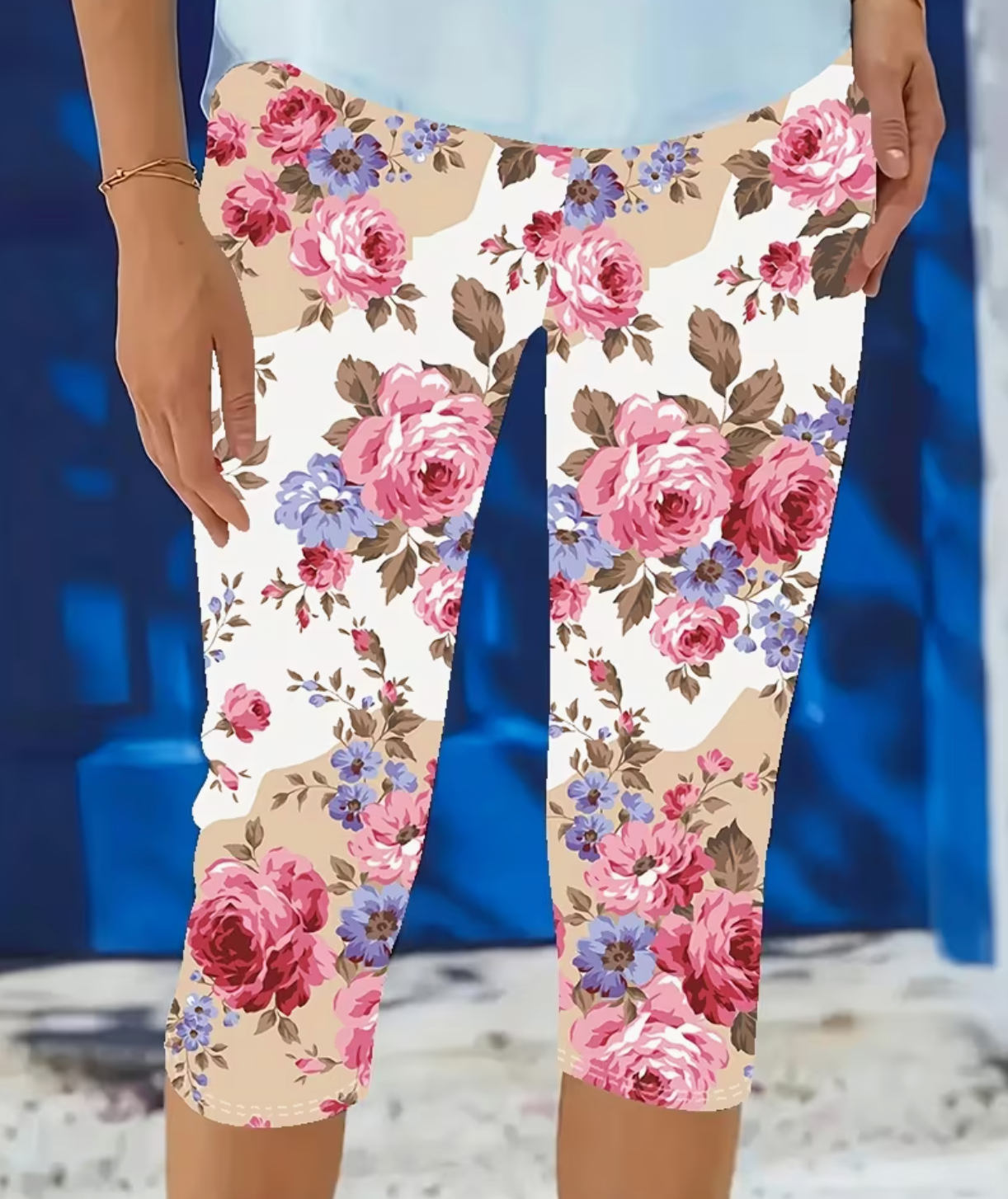 Women'S Plus Size Floral Print Capri Leggings