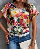 Women's Summer Batwing Sleeve Printed Blouse
