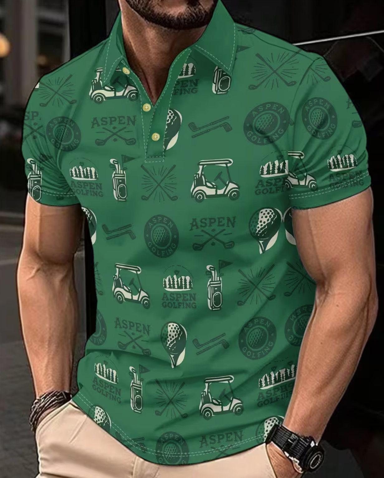 Men's Golf Club and Ball Print Shirt