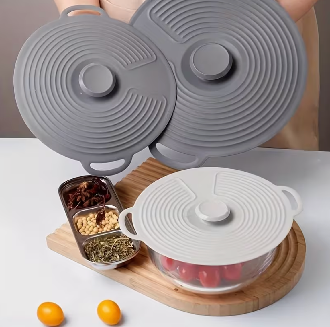 3pcs Silicone Lid Set, Heat-Resistant Microwave Cover, Reusable Silicone Suction Cup Lids for Bowls