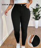 SHEIN EZwear Plus Size Solid Color High Waist Pants