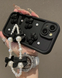 1pc Bow Pearl Belt Chain All-Inclusive Anti-Fall Mobile Phone Case