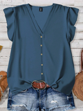 EMERY ROSE Plus Size Casual Minimalist Gray-Blue Shirt