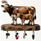 2D Flat Cow and calf themed key hook
