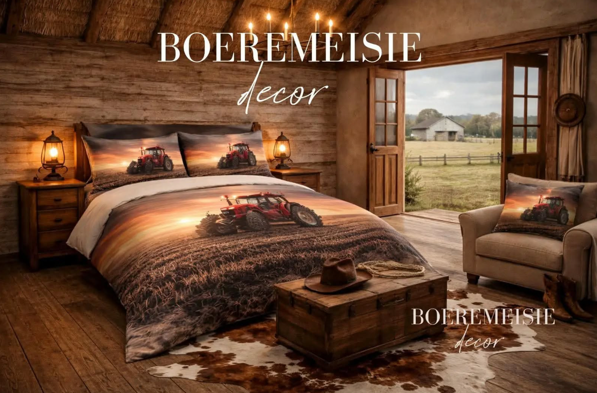 Tractor In Field Duvet  Cover From Boeremiesie