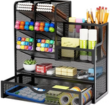 Large Capacity Multi-Layer Office Desk Organizer | Iron Art, Square Shape, Lacquered End, Countertop Mounting