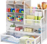 Large Capacity Multi-Layer Office Desk Organizer | Iron Art, Square Shape, Lacquered End, Countertop Mounting