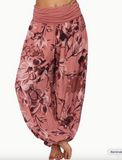 Plus Size, Vacation-style Printed Loose-fitting Casual Wide-leg Harem Pants for Women