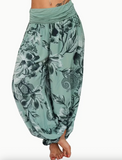 Plus Size, Vacation-style Printed Loose-fitting Casual Wide-leg Harem Pants for Women