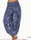 Plus Size, Vacation-style Printed Loose-fitting Casual Wide-leg Harem Pants for Women