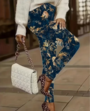 Ladies' Leggings with Stylish Patterns, High Elasticity, Suitable for Casual, Perfect for All Seasons, Long Pants.