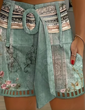 Women'S Printed Shorts with a Decorative Buckle Featuring a Lace Patchwork Design for