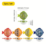 Set of 5 Creative Japanese-Style Fish-Shaped Sauce Dishes