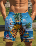 Men's Beach Shorts - 3D Digital Print, Casual Drawstring Shorts 23