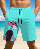 Men's Quick-Dry Swim Trunks with Vibrant Red& Black Geometric 3DPrint
