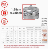 Elegant 925 Sterling Silver Ladies' Fashion Wide Band Multi-Layer Rhinestone Ring