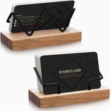 Elegant Wooden Business Card Holder with Geometric Design