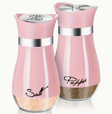[Glass Base Seasoning Bottles] PANCERKA 4oz Salt & Pepper Shaker Set - Refillable, Stainless Steel Lid, Multi-Color Options, Compact for RV/Kitchen - Ideal for BBQ, Table, Motorhome Use