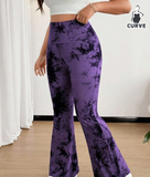 SHEIN MOOSTA High Elastic Tie-Dye Ruffled Hem Long Leggings Fall Cloth For Women