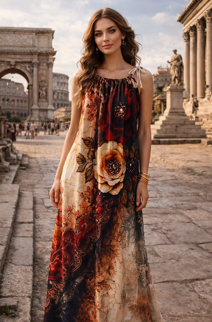 Rome Flower 1 - Drawstring Dress