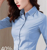 Women's Professional Formal Wear Blue Long Sleeve Shirt, Office Work Blouse, Spring/Autumn 2025 New