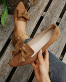 2025 Autumn Women's Fashion Black Gold Thread Pointed Toe Flats, Casual Slip-On Comfortable