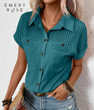 EMERY ROSE Women's Solid Color Batwing Sleeve Leisure Shirt For Vacation
