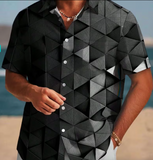 Men'S Stylish Short-Sleeve Shirt with Geometric Patterns