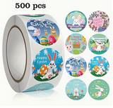 500pcs/roll, Easter Rabbit Egg Cartoon Decoration Self-adhesive Label Sticker