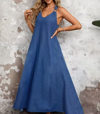 Denim Dress with Suspenders