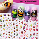 Cute Ants 3D Nail Art Stickers - Self-Adhesive Sliders with Glittery Eyes, Expressive Faces & Antennae, Vibrant Colors, Semi-Matte Finish, Single-Use Nail Decals for Women, Cute Nails