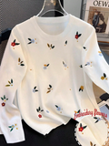 Resyla Plus Size Women Floral Embroidered Casual Round Neck T-Shirt